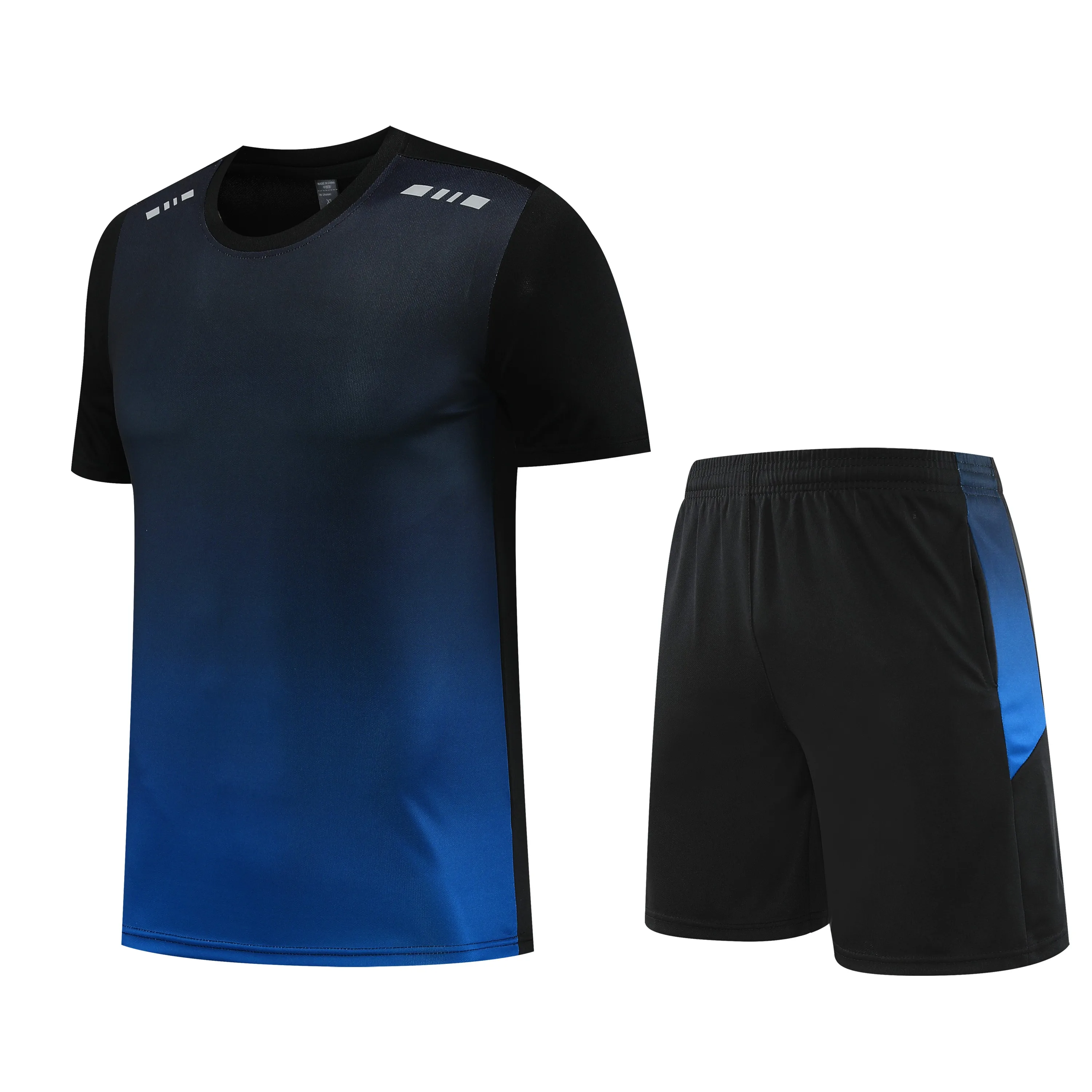 Men Running Sets Quick Dry Sport Workout Suits Gradient Color Fashion Outdoor Training Jogger T-shirts And Shorts