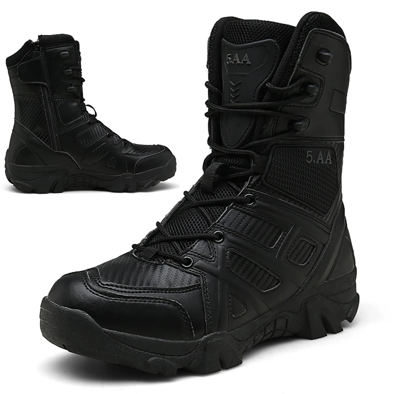 Military Boots Men Tactical Army Boots Men with Side Zipper 2023 High