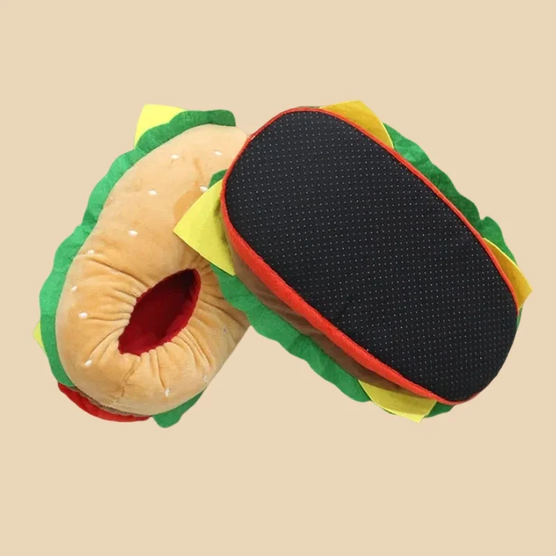Festive Cartoon Hamburger Slippers Warm Comfortable and Durable for Indoor Use Women's Home Slippers