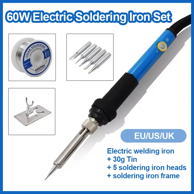 60W Electric Soldering Iron Set EU/US/UK Plug Adjustable Temperature Welding Iron Rework Station Handle Heat Pen Repair Tools soldering iron,electric soldering iron,soldering iron kit,soldering iron set