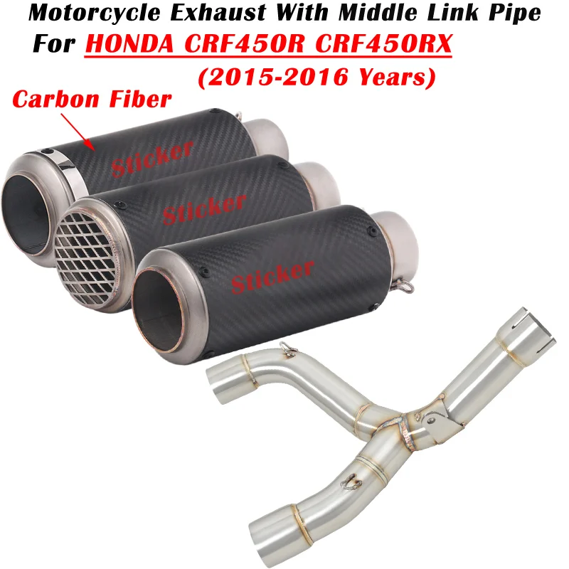 

For HONDA CRF450R CRF450RX CRF 450R 450RX 2015 2016 Motorcycle Exhaust Escape Modified Carbon Fiber Muffler Middle Link Pipe