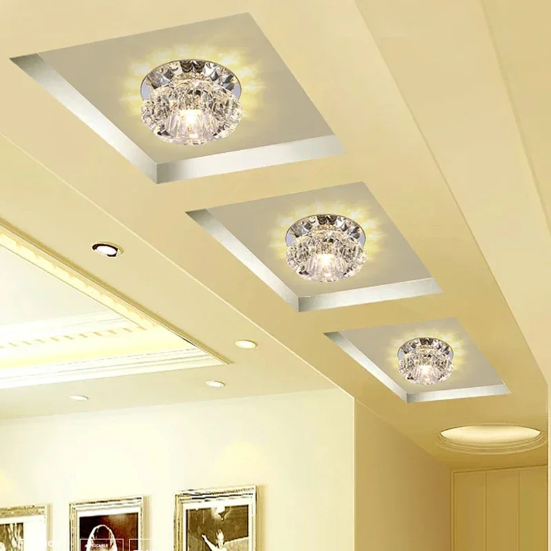 Crystal LED Ceiling Lamp for Aisles and Living Spaces