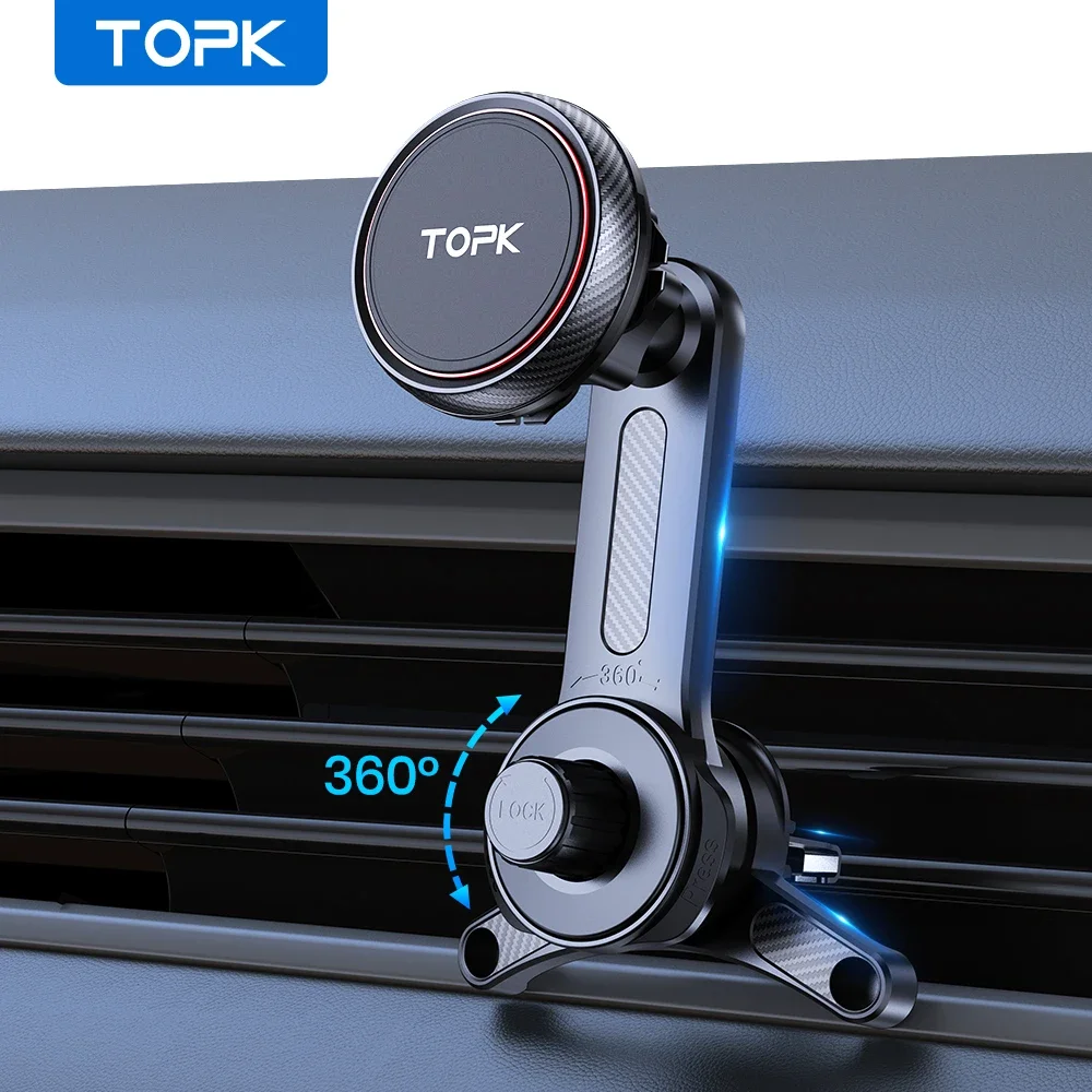 TOPK Magnetischer Handyhalter für die Lüftungsschlitze im Auto, Upgrade-Hakenclip, starker Magnetständer für alle Mobiltelefone, Mag-Safe