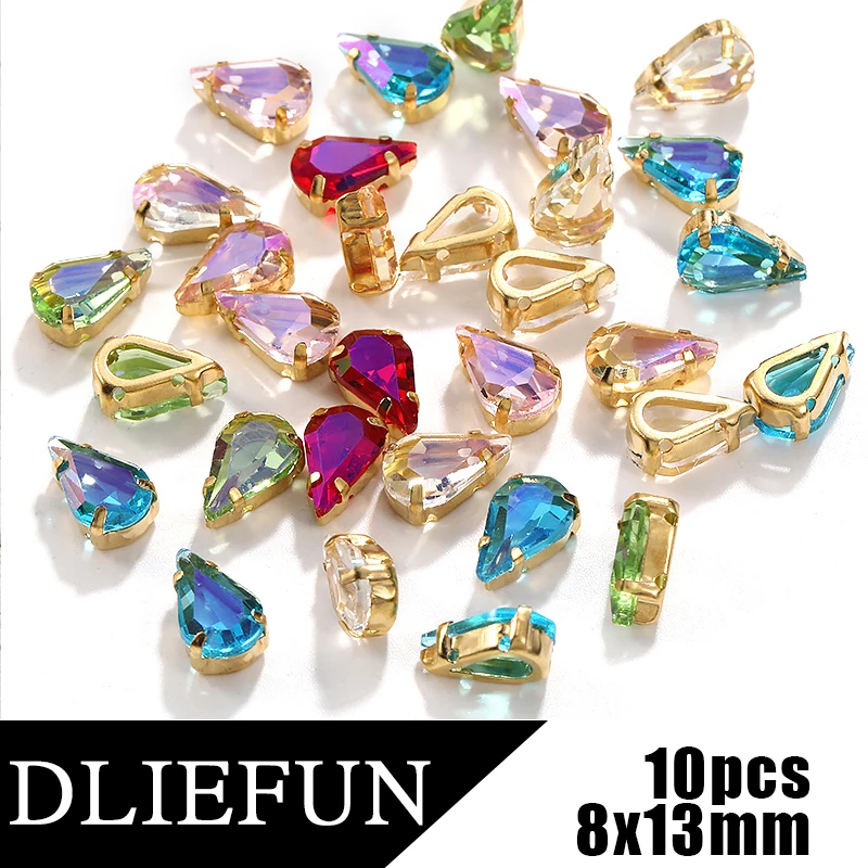 

10pcs Droplet Glass Claw Rhinestones Glitter Sewing Crystal Crafts Accessories DIY Clothing Sewn On Decoration Crystals Stones