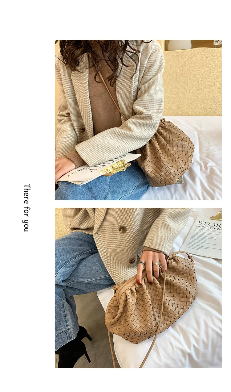 Bolso de nube tejido de piel sintética, suave, de moda, tipo bandolera, para mujer_voghion.com