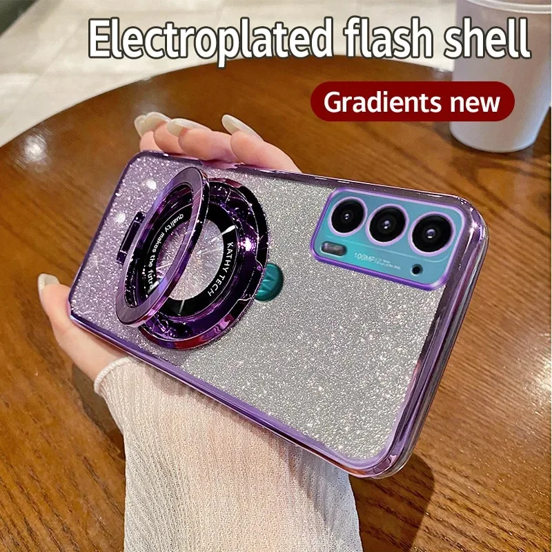 Dedux Cover per Motorola Moto G14, Custodia Trasparente Gradiente Protettivo TPU Case, Ultra Sottile Rinforzo a Quattro Angoli Cover (Viola/Blu