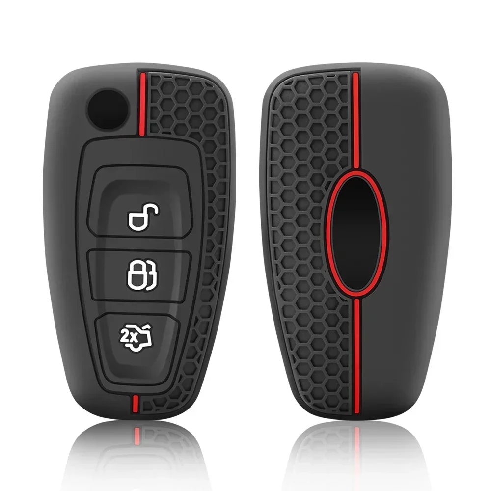 Custodia Chiave Auto In Silicone Rosso Per Ford Ranger/C-Max/S-Max/Focus/Galaxy/Mondeo/Transit/Tourneo Custom