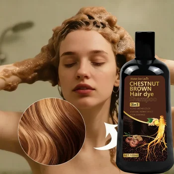 Water Ice Levin 3-in-1 Chestnut Brown Hair Dye Shampoo with Ginger & Ginseng for Instant Gray Coverage & Long-Lasting Color 1