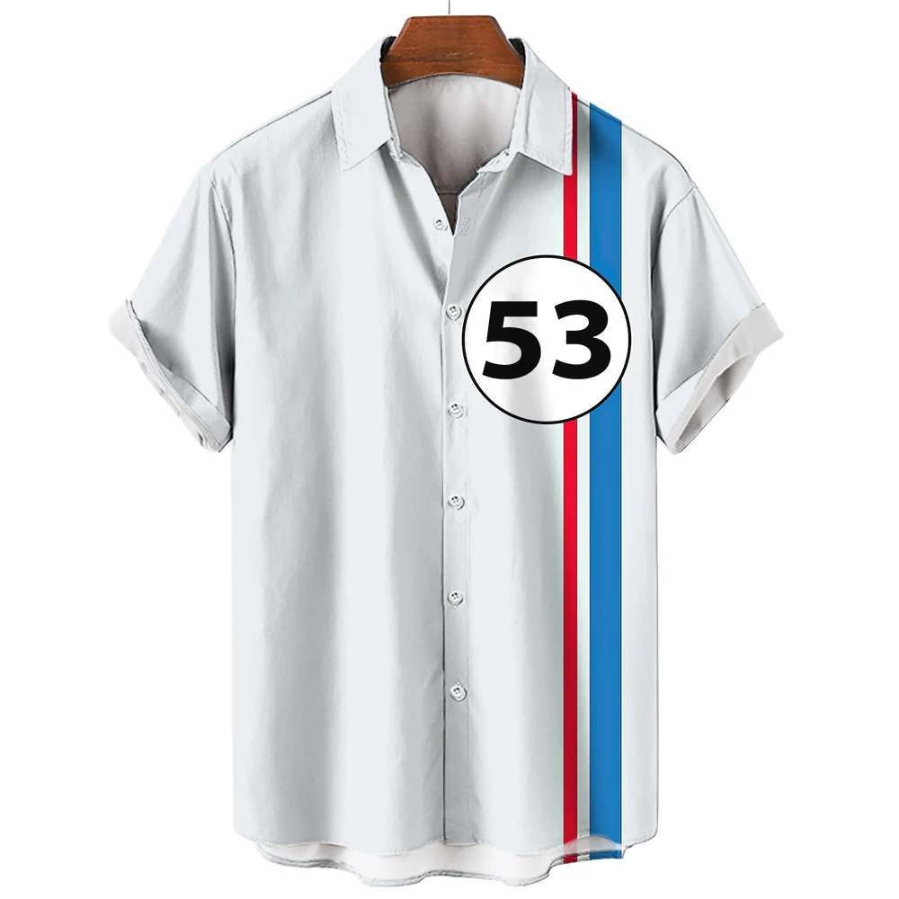 

Simple Short-Sleeved Shirt For Men Blouse 3d 53 Harajuku Print T-Shirt For Men's Clothing Oversized Lapel Top Summer Fashion Tee