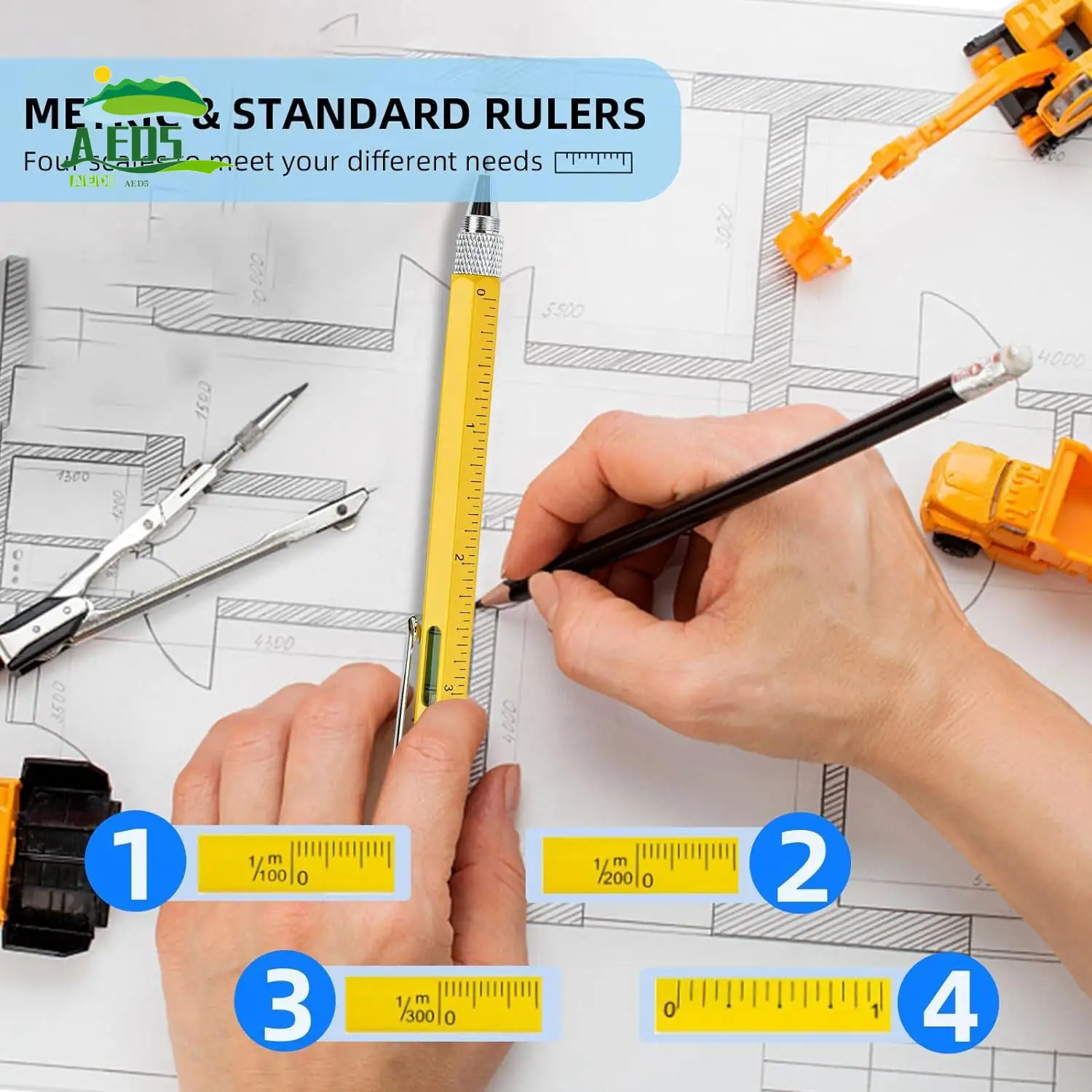 AED5-멀티툴 펜 멋진 가제트, 스타일러스가 포함된 참신한 펜, 레벨, 눈금자, 드라이버, 아빠 남편을 위한 생일 선물