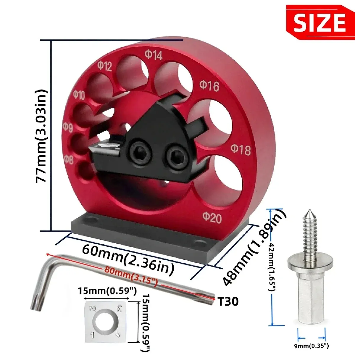 8-Holes Dowel Maker Jig Kit 8mm-20mm Carbide Blades Woodworking Electric Drill Milling Dowel Round Rod Auxiliary Tool