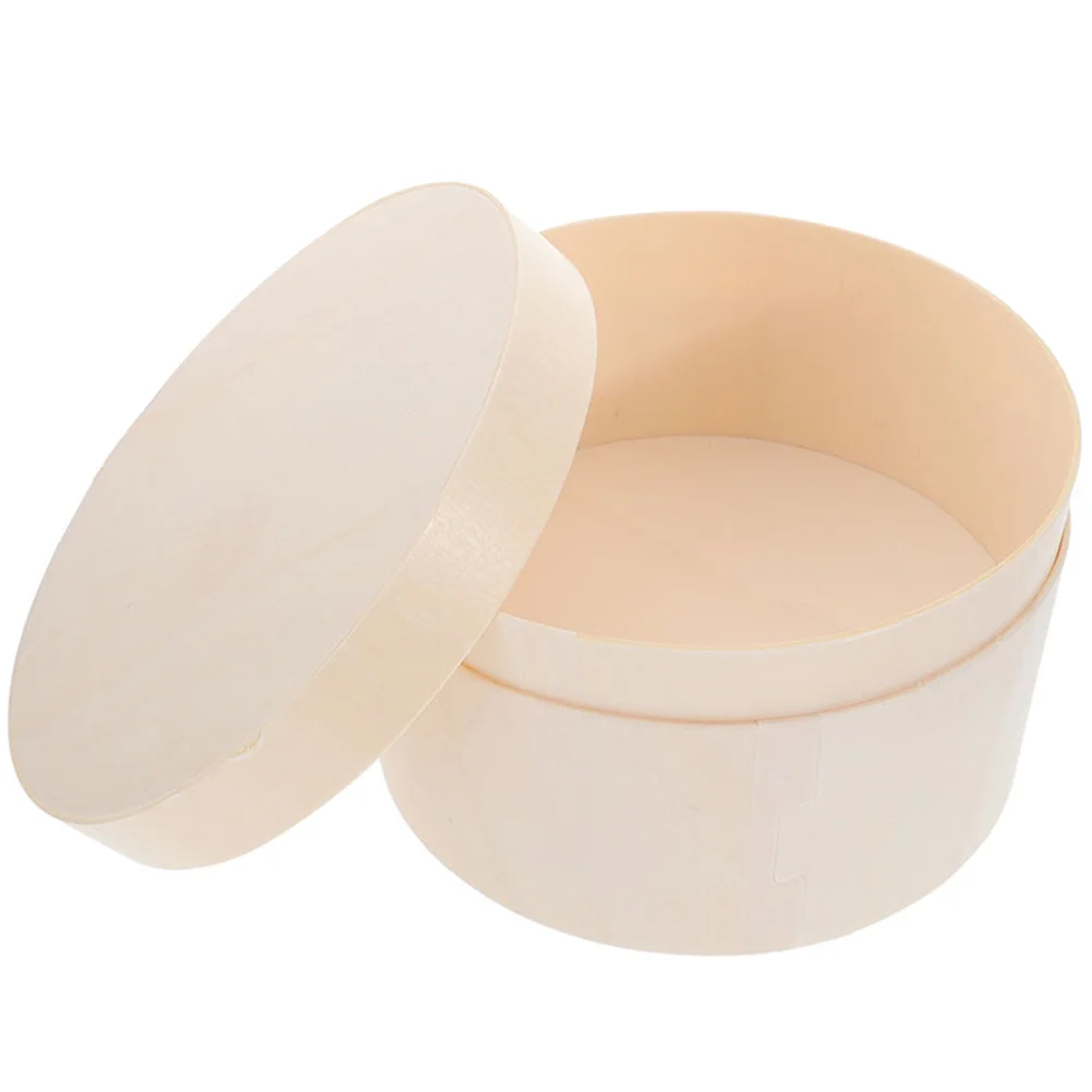 

Round Cake Containers Lids Storage Dessert Wooden Packaging Cookie Small Cupcake