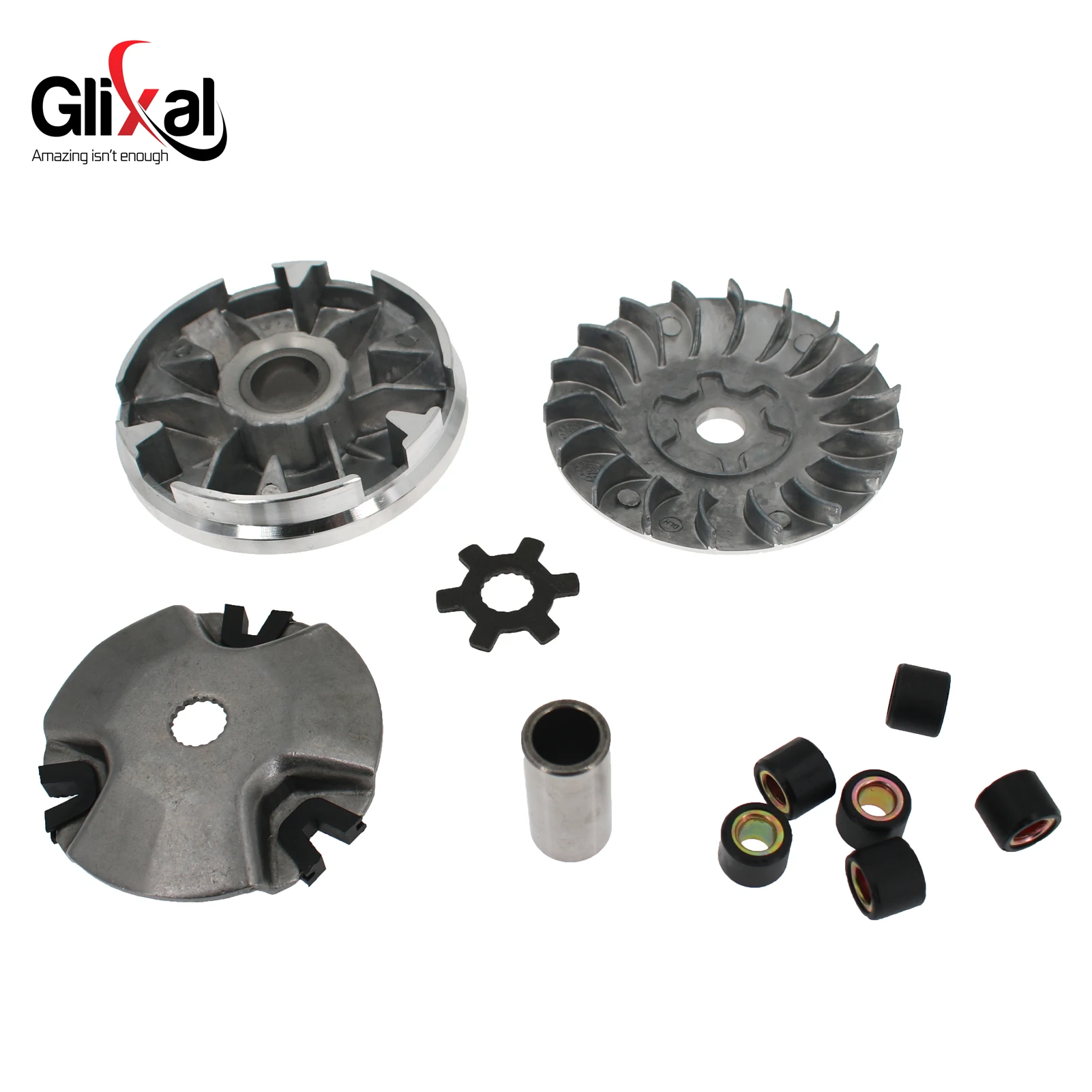 Glixal Variator Kit with 5g Roller Weights for Jog 50 3KJ Minarelli 2-Stroke 1PE40QMB 1E40QMA Scooter Moped (17 Splines)