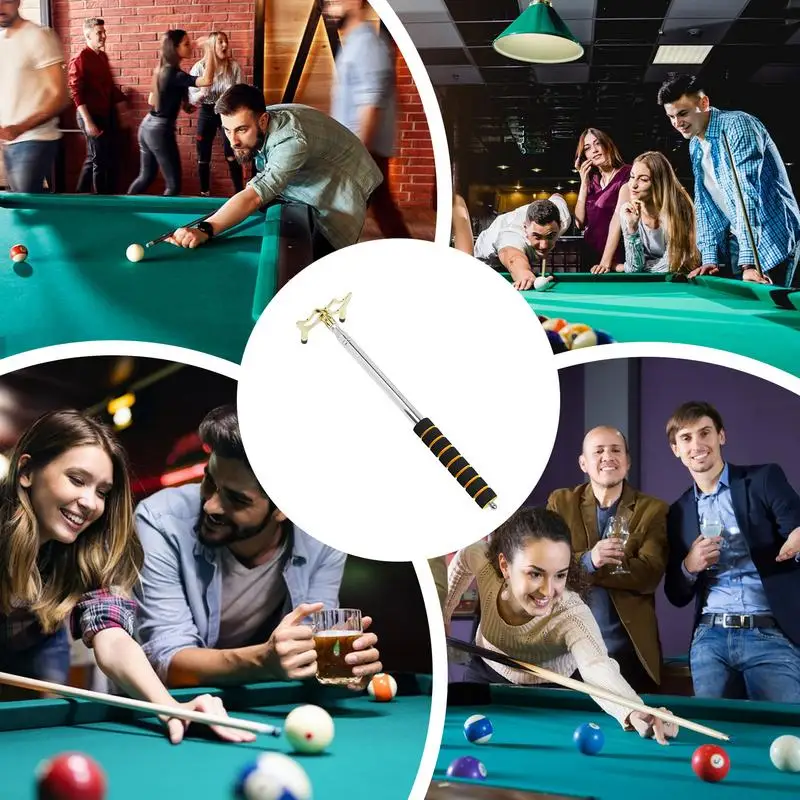 Pool Bridge Sticks For Adults Retractable Billiards Cue Rest Stainless Anti-Slip Pool Board Pole Supporter Removable Bridge Head