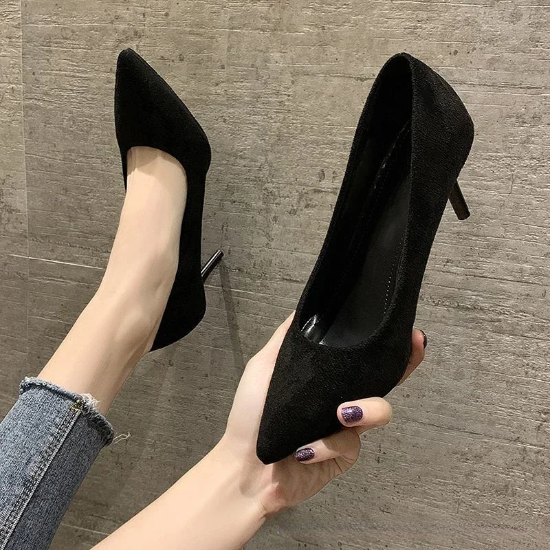 Woman Pumps New High Heels Stiletto Pump Single Shoes Female Office Shoes Ladies Black Pointed Toe Sexy Party Wedding Shoes