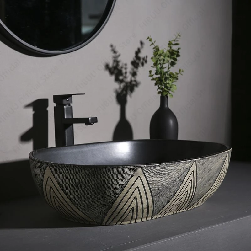 Ceramic Porcelain Table Sink Rectangular Bathroom Vessel Sink Vanity Bowl Art Basin Balcony Lavatory Countertop Washing Basin 2