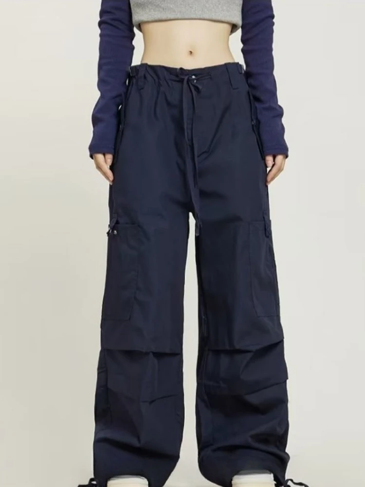 Deeptown Y2k Vintage Steetwear Cargo Pants Women American Retro Loose Pocket Parachute Pants Harajuku Oversized Baggy Sweatpants