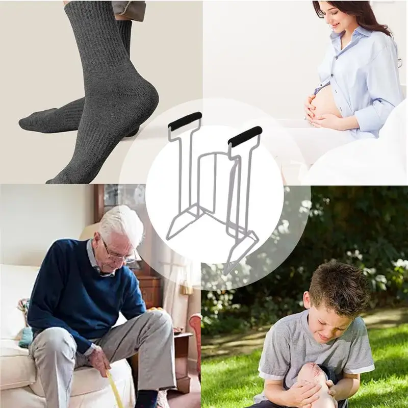 Stocking Donners For Compression Socks Compression Sock Assist Device Easy Grip Stable Sock Aid Anti-Rust Sock Helper Large Size 4