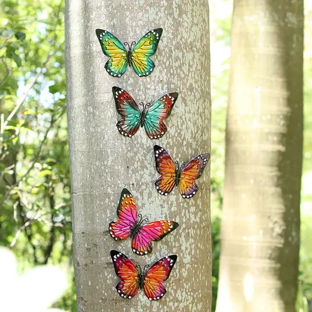 3D Fém Pillangó Dekoráció Inspiráló Szobor Kültéri Kerti Fal Állati Miniatűr Szobrok Műalkotások - Image 3
