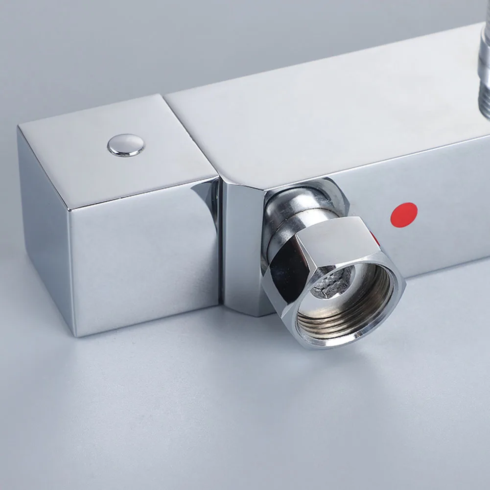 1 Pair Shower Temperature Control Handle Knob Square Silver ABS Plastic Chrome Thermostatic Handle Bathroom Taps Accessories 3
