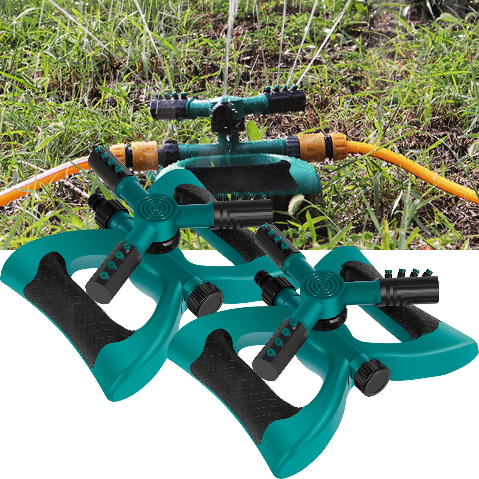 

2Pcs Automatic Rotating Sprinkler 360° Rotating Irrigation Watering Sprinkler Adjustable Garden Lawn Sprinkler Weather Resistant