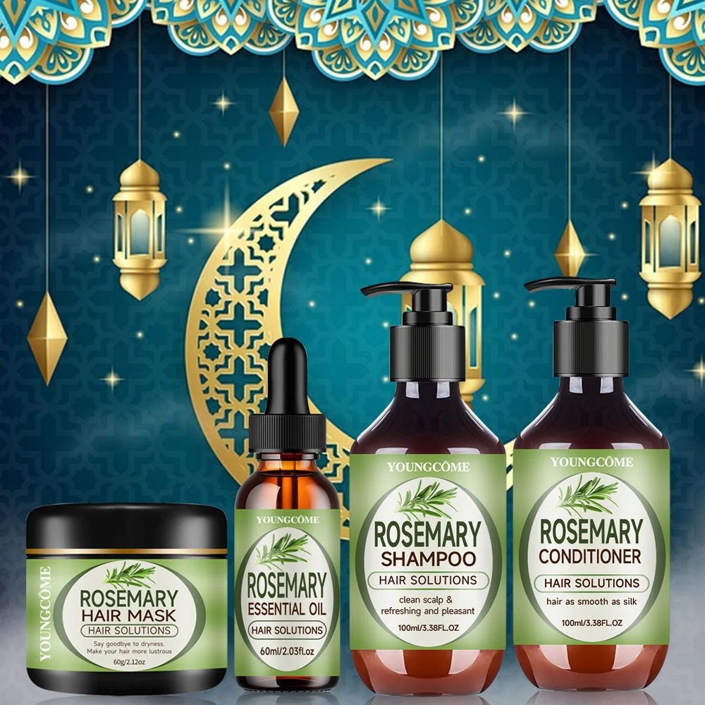 Rosemary Hair Care Set Contains Rosemary Hair Roller Spray Essential Oil Nourish Soft Fluffy Strong Moisturizing 4PCS
