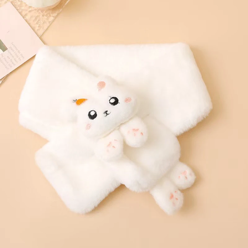 New Korean Baby Warm Scarf Cute Cartoon Rabbit Thick Plush Boy Girl Anti-Cold Neckerchief Outdoor Windproof Kids Neck Covers baby scarf