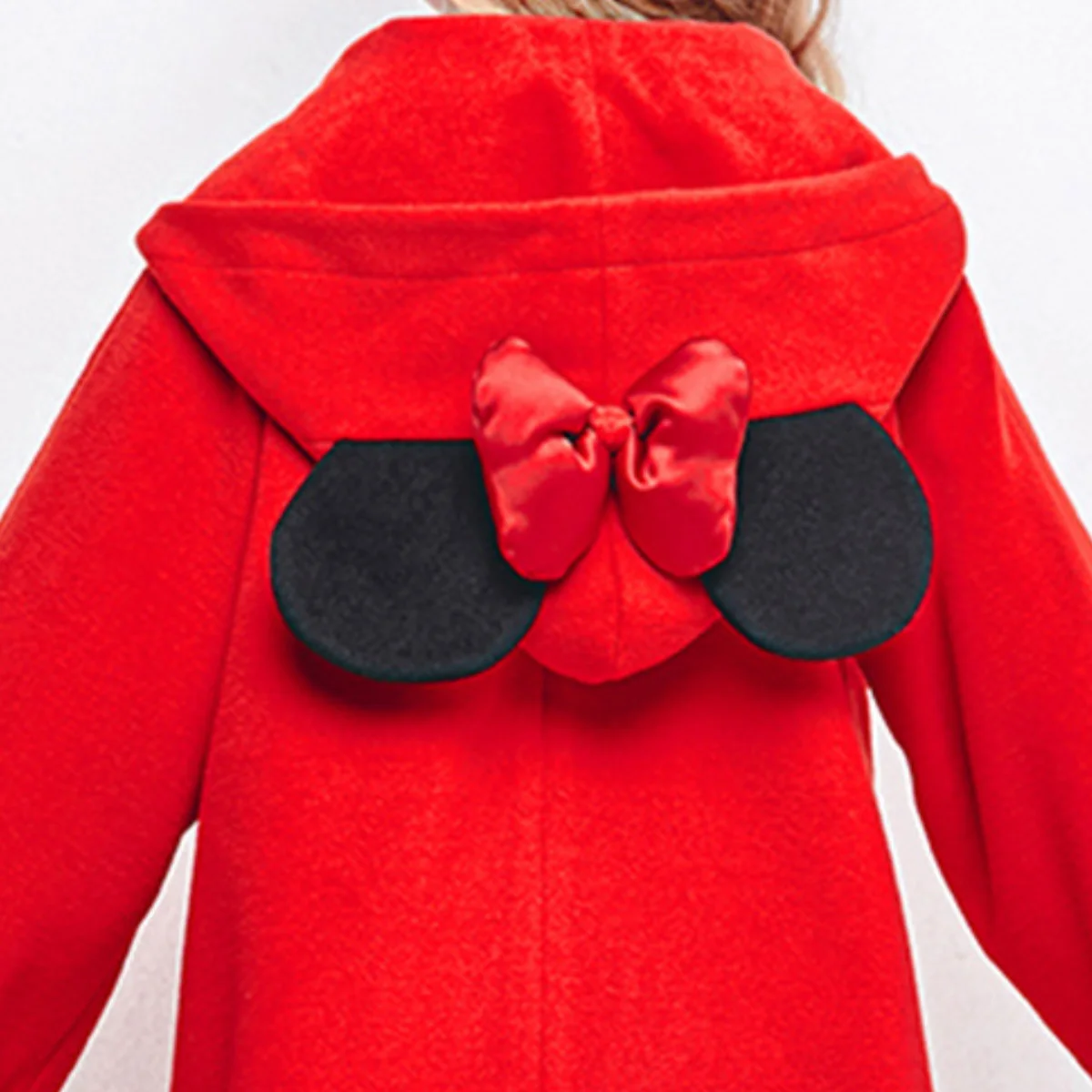 Disney autunno e inverno ragazze nuovo cappotto lungo in pile Minnie carino con fiocco Minnie stampa cappotto antivento e caldo con cappuccio