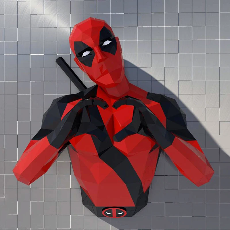 Deadpool Marvel Super Heroes 3D Paper Model Home Decor Hallway Party Wall Decorations Papercraft Sculpture DIY Handmade Toy Gift