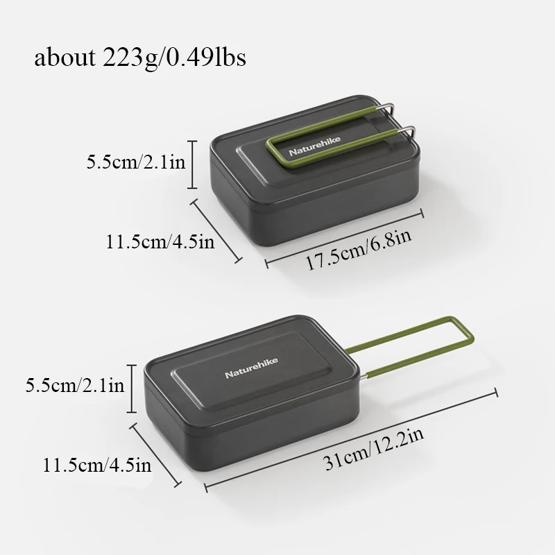 Camping cookware Naturehike 800ML camping lunch boxes folding portable aluminum cookware outdoor dinner box travel hiking picnic bento boxes