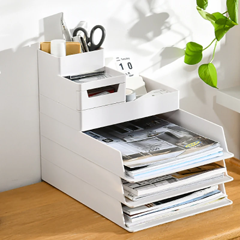 DIY Desktop Storage Box Desktop A4 File Rack Combination Set Folder Desk Shelf Drawer Desk Organizer Office Accessories drawer storage box