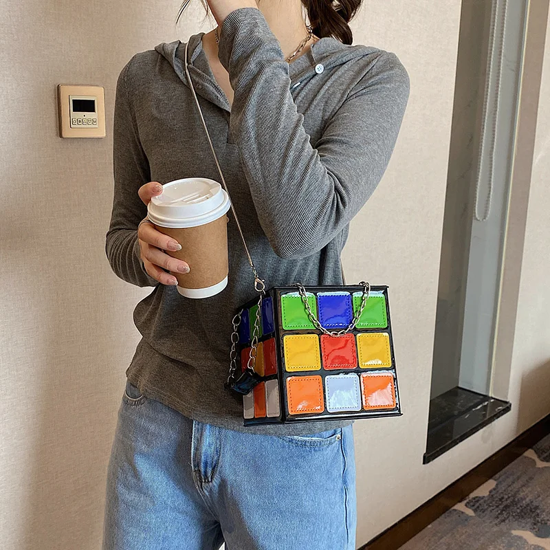 Unusual Women s Bag Trend 2024 Rubik s Cube Shape the Tote Bag Party Fashion Shoulder