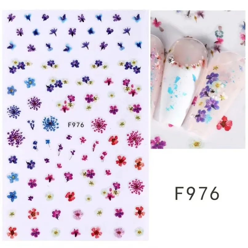 3d Nail Art Stickers Spring Summer White Daisy Florals Flowers Leaves Fruits Decals For Nails Decoration Manicure Salon Beauty 4