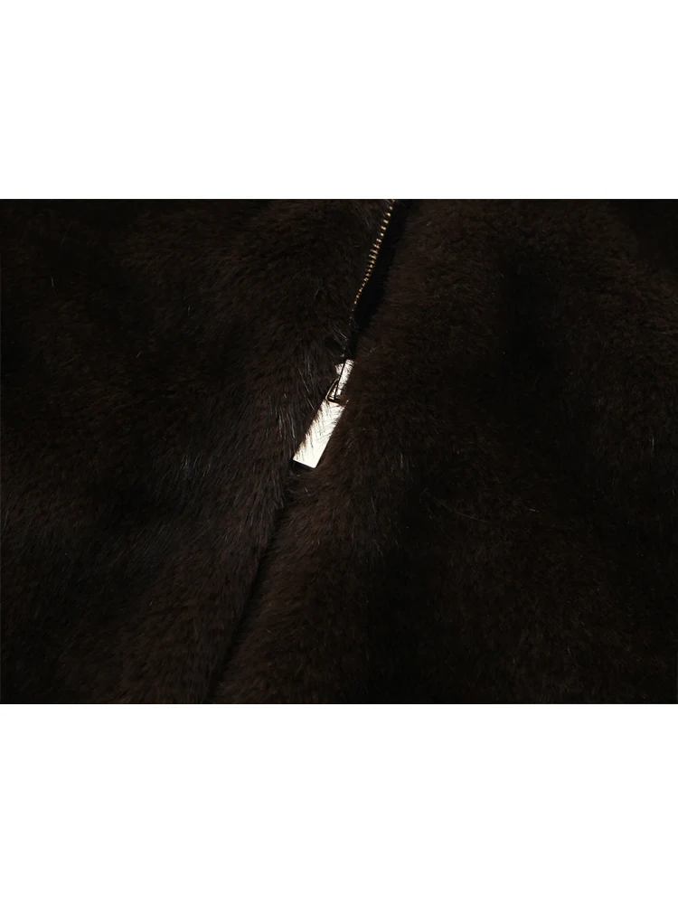 Women's Thick Warm Faux Fur Bomber Jacket O Neck Long Sleeve Female Outerwear Fashion Vintage Casual Zipper Cropped Jacket