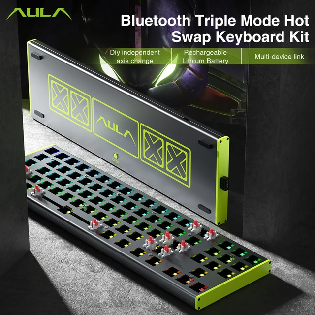 AULA F3174 Keyboard DIY Hotswap Keyboard Wired Bluetooth 2 4G 74 Keys LED Backlit keyboard For