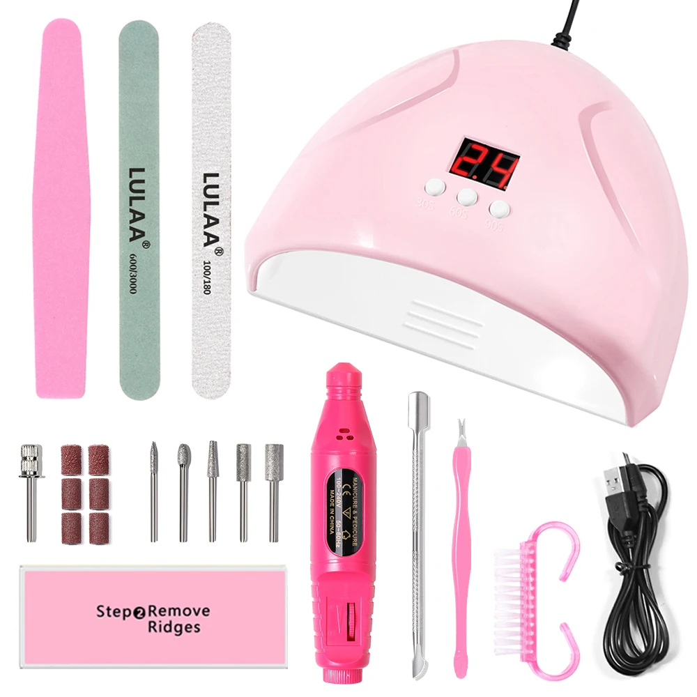

CNHIDS Nail Gel Polishing Files Manicure Set With Electric Drill Machine For Nail Art Kit Home Use Nail Dryiing Lamp Equipment