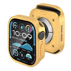 Rugged Waterproof Metal Case with HD Glass for Smartwatch Protection (Gold)