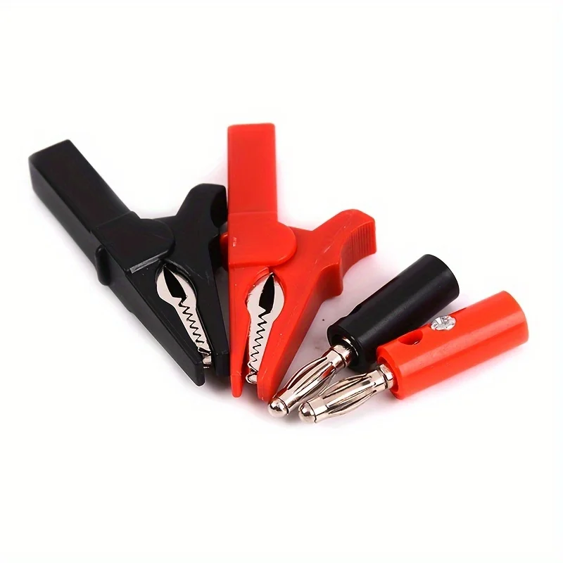 55mm Alligator clip 4mm banana plug test probe 4-piece set durable rubber red and black