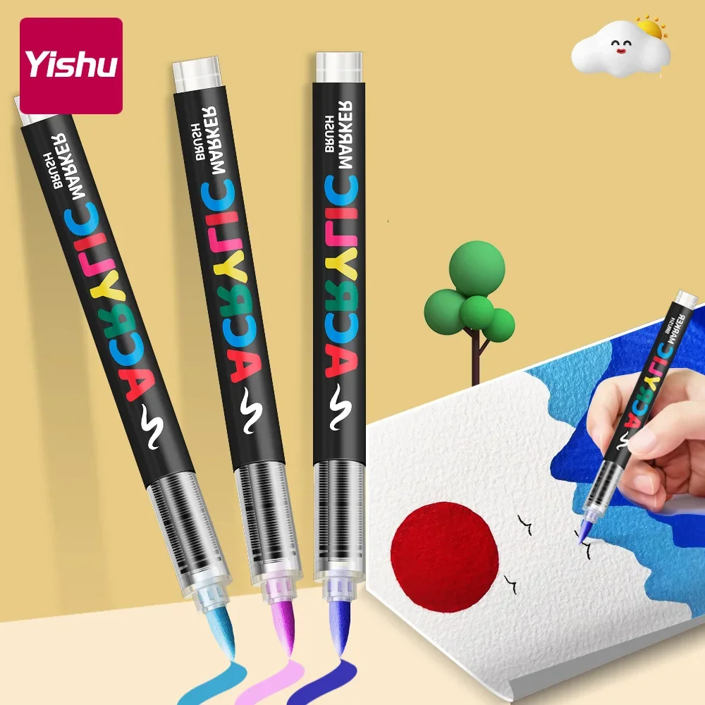 Acrylic Paint Pen Set - 12-168 Colors Brush Tip Markers for Rock Wood Canvas and Stone DIY Crafts  Christmas Gifts