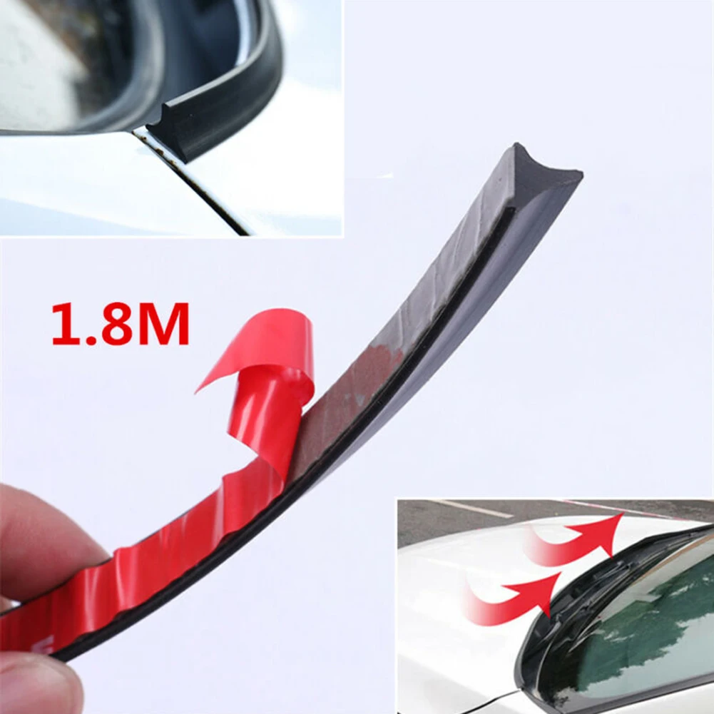 1.8M Seal Strip Windshield Auto Black Hood Moulding Rubber Trim Universal Wind Deflector Practical Accessories Auto Rubber Trim Accessories