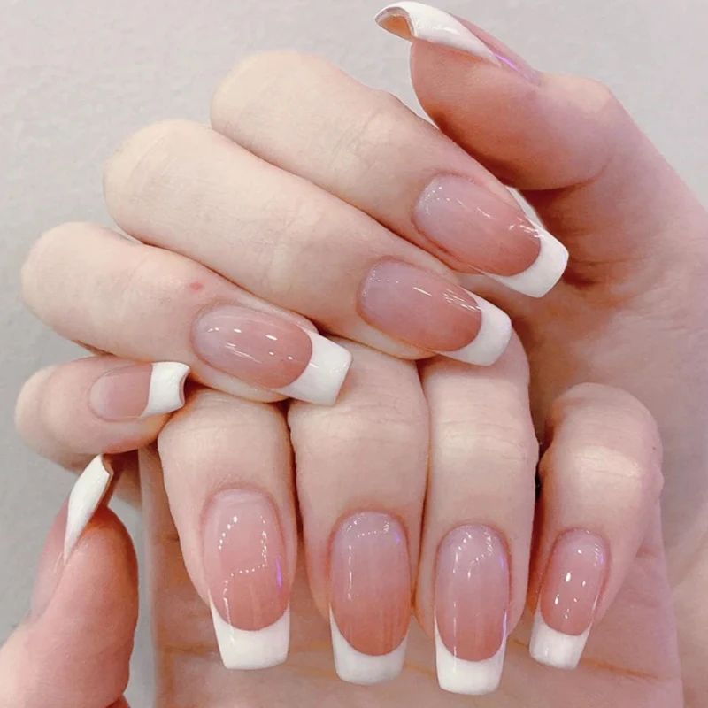 24 Pz Staccabile Nudo Francese Unghie Finte Copertura Completa Unghie Finte Artificiali Ballerina Premere Sulle Punte Delle Unghie Unghie Finte Finite