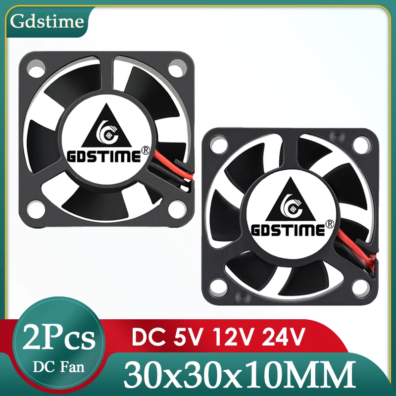 2Pcs Gdstime DC 5V 12V 24V 3cm 30mm 30x30x10mm Dual Ball bearing Cooling Fan 30mmx10mm 3010 Mini 3D Printer Brushless Cooler Fan