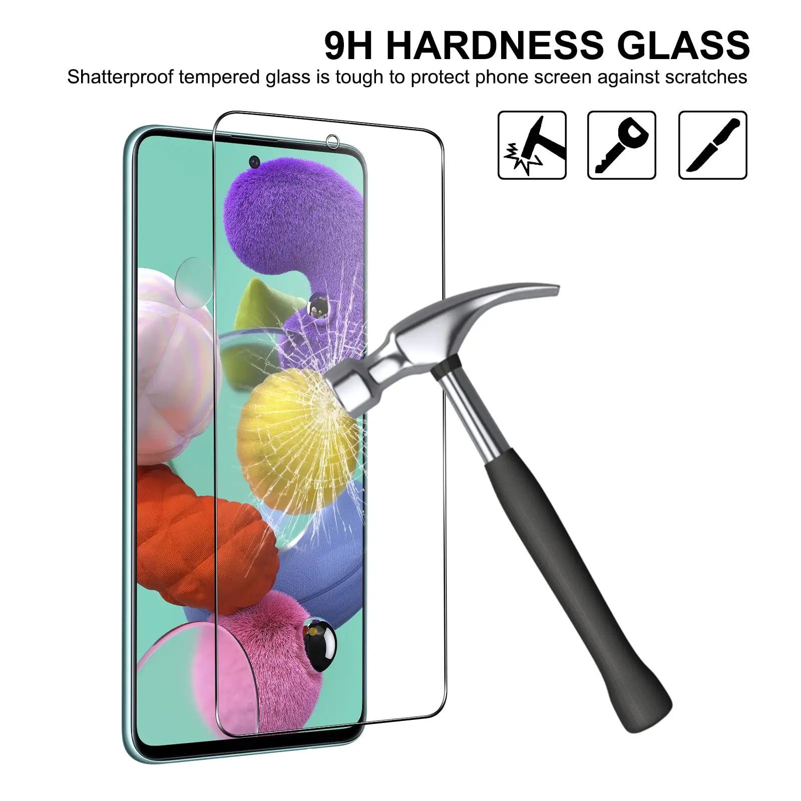 واقي من الزجاج المقسى لسامسونج غالاكسي A51 ، ، الم...