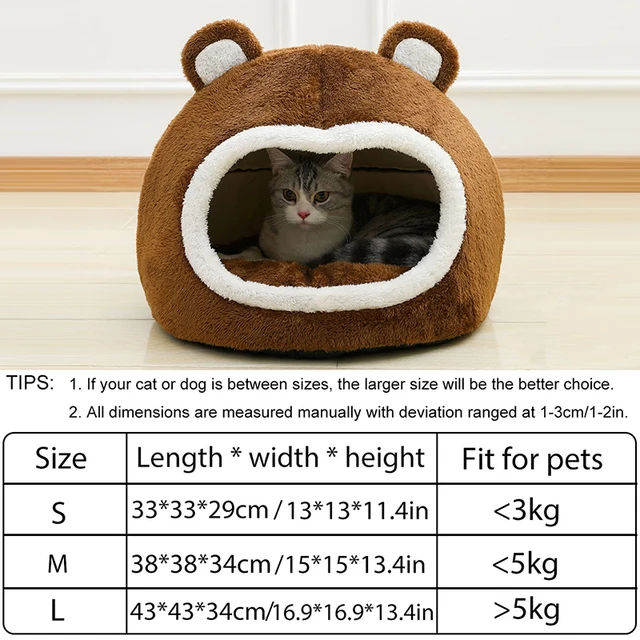 Funny Cat Bed Warm Pet House Soft Long Plush Kitten Lounger Cushion Small Dogs Tent Cave Beds For Cozy Cat House Mat Supplies 6