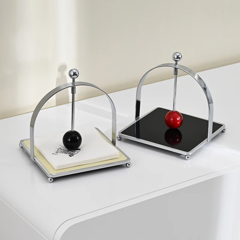 1Pc Square Dining Table Tissue Storage Rack, Simple Restaurant Coffee Shop Paper Box, Acrylic Metal Creative Tissue Holder 3