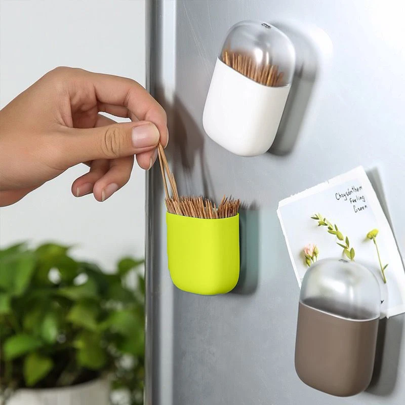 

Magnetic Design Toothpick Holder Household Creative Plastic Portable Toothpick Rack Dispenser Smart Kitchen Gadgets