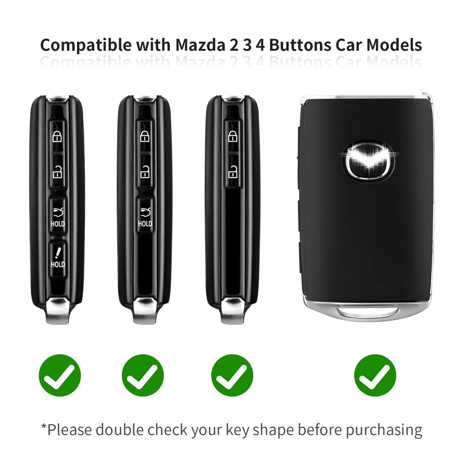 Carbon Fiber Key Fob Cover Case For 2020+ Mazda 3 6 CX-30 CX-5 CX-50 - Black