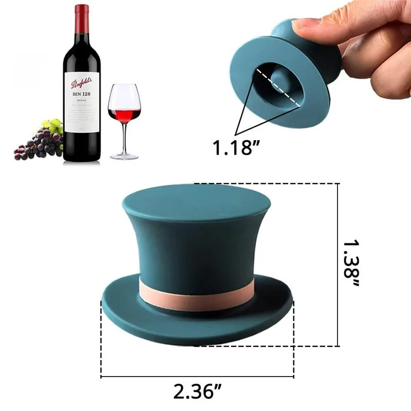 Wine Stopper Wine Stoppers Bottle Seals Reusable Silicone Leak Proof Wine Stopper Champagne Whiskey Bottle Sealer Cork Closure Cap Plug Cover Bar Bartender Accessories