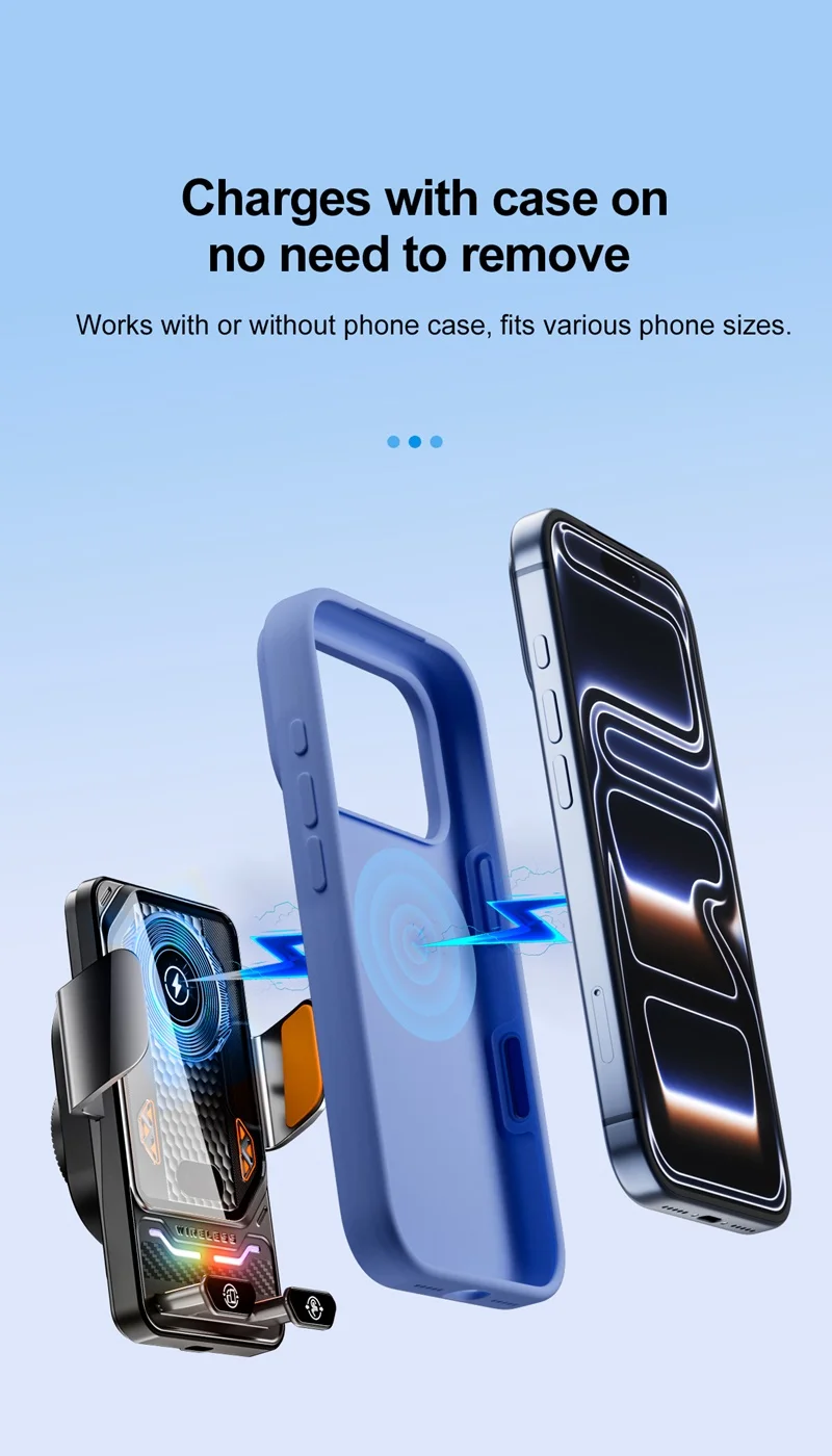 15W Universal Car Phone Wireless Charger Holder Touch 90° Rotation Mount for Samsung S25 S24 Iphone 17 16 15 14 13 12 11 Pro Max