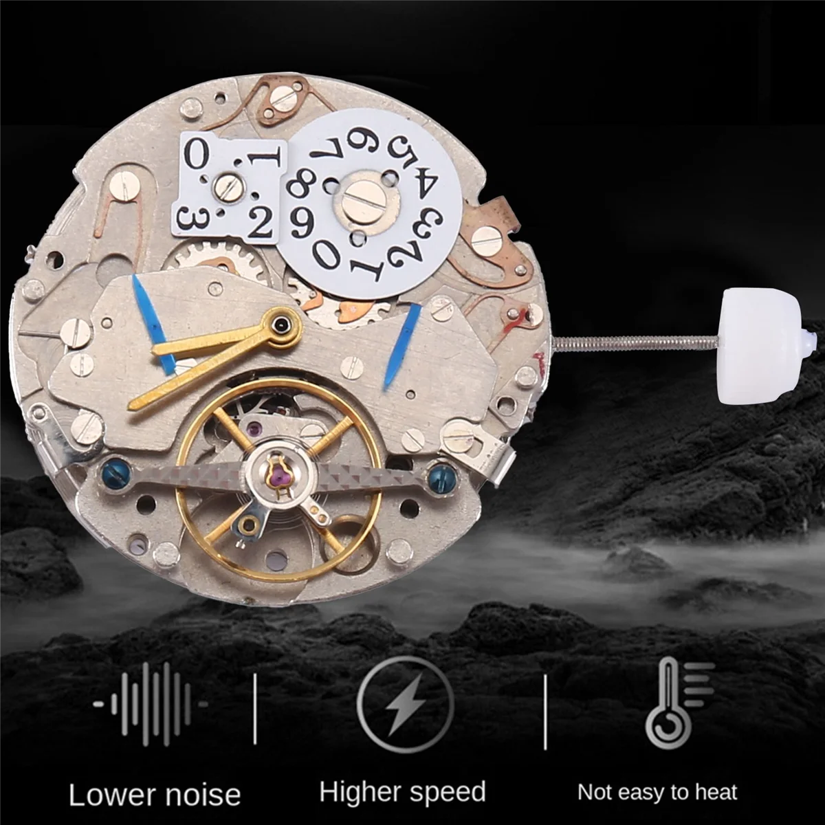 Watch Movement Automatic Mechanical Movement L10 Watch Heart 5 PIN 12 O'clock Calendar 3/9 Seconds New LB10